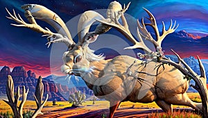 Jackalope mythical animal antelope jackrabbit elusive night wildlife predator