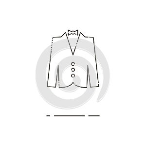 Jacket and bow tie thin line icon. Mbe minimalism style