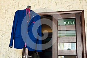 Jacket, tie and shirt hanging