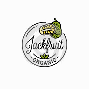 Jackfruit fruit logo. Round linear of jackfruit