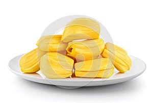 Jackfruit in a plate isolated on white background