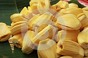 Jackfruit on a tray in the market