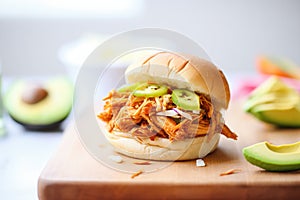 jackfruit vegan pulled pork substitute on bun