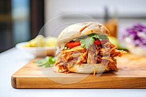 jackfruit vegan pulled pork substitute on bun