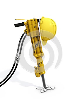 Jackhammer and Hardhat. Clipping path