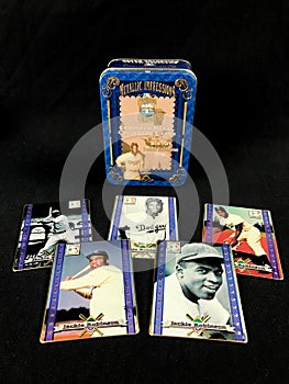 Jackie Robinson Tribute Metallic Impressions Metal Baseball Cards Tin