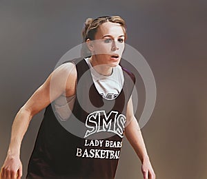 Jackie Stiles Shows Intense Expression During a Team Basketball Practice in Piscataway, NJ in 2001