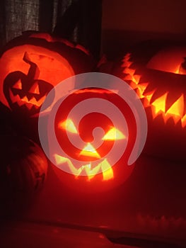 Jackolanterns lit with candles