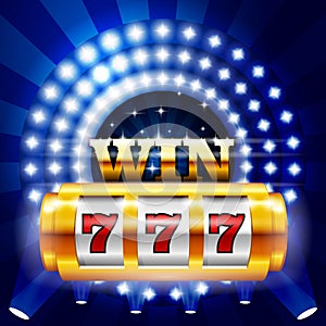 Jackpot - 777 on casino slot machine, big win and gambling