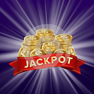 Jackpot Background Vector. Golden Casino Treasure. Big Win Banner For Online Casino, Card Games, Poker, Roulette.