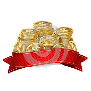 Jackpot Background Vector. Golden Casino Treasure. Big Win Banner For Online Casino Jackpot Prize Design. Coins