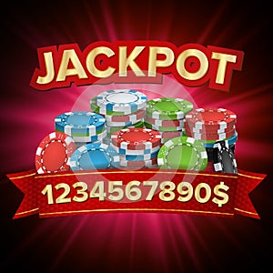 Jackpot Big Win Bright Casino Banner Vector. For Online Casino, Card Games, Poker, Roulette.