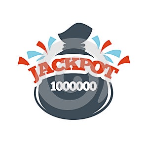 Jackpot bingo lotto win money bag lottery vector icon