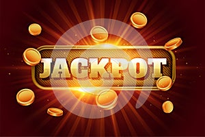 Jackpot design background with flying golden coins