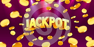 Jackpot in the form of gold coins. Isolated on red background. Vector