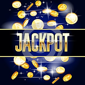 Jackpot header and coins - casino and win background