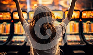 Jackpot Jubilation Womans Elated Victory at Casino Slots