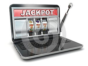 Jackpot. Laptop slot machine.