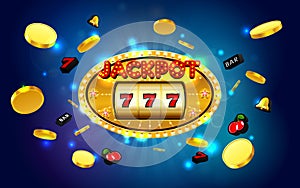 Jackpot lucky wins golden slot machine casino with light background