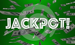 Jackpot Money Falling Winnings Cash Payout Contest Prize 3d Illustration