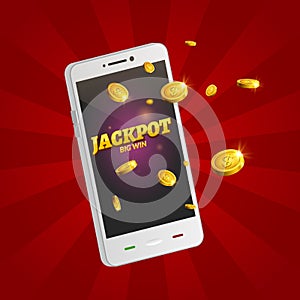 Jackpot money smart phone coins big win. Big income earn mobile technology