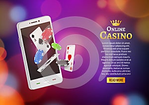 Jackpot money smart phone coins big win. Big income earn mobile technology banner poster