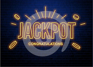 Jackpot neon glowing sign photo