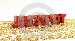 Jackpot - Red text on gold stars - High quality 3D Render