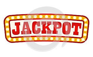 Jackpot Signboard in Glowing Frame, Retro Banner