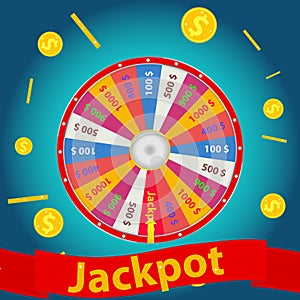 Jackpot, the wheel of luck showed on the jackpot. Win in the casino.