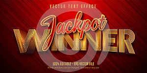 Jackpot winner text, shiny golden and red color style editable text effect