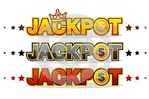 JACKPOT wins money gamble winner text shining symbol isolated on white