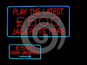Jackpots neon sign