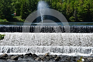 Jacks Dam on Chubb River in Lake Placid in New York State photo