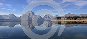 Jackson lake with reflections of Tetons range