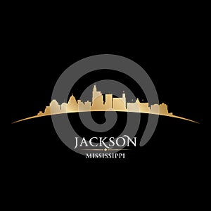 Jackson Mississippi city skyline silhouette black background