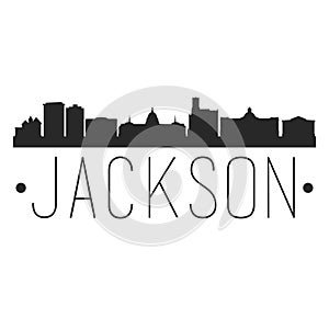 Jackson Mississippi. City Skyline. Silhouette City. Design Vector. Famous Monuments.