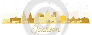 Jackson Mississippi City Skyline Silhouette with Golden Buildings Isolated on White