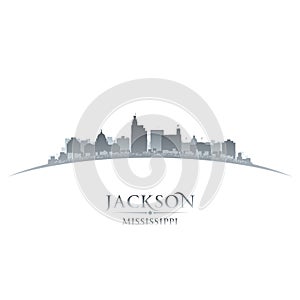 Jackson Mississippi city skyline silhouette white background