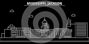 Jackson silhouette skyline. USA - Jackson vector city, american linear architecture, buildings. Jackson travel