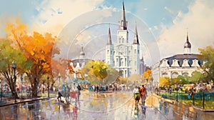 Jackson Square Reverie: Impressionistic Canvas Captures New Orleans Magic