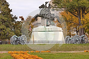 Jackson Statue Canons Lafayette Park Autumn Washington DC