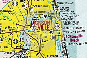 Jacksonville Beach Mayport Florida closeup road map