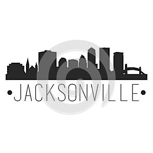 Jacksonville Florida Skyline Silhouette City Design Vector Famous Monuments Travel Landmark.