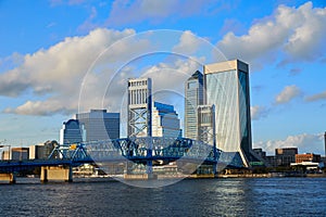 Jacksonville skyline evening in florida USA