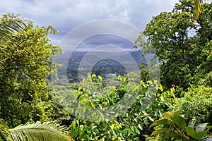 Jaco beach, ocean, city and views, Costa Rica from El Miro Ruins, mansion declared biological corridor, Summer 2022