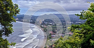 Jaco beach, ocean, city and views, Costa Rica from El Miro Ruins, mansion declared biological corridor, Summer 2022