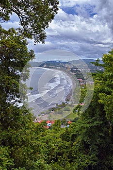 Jaco beach, ocean, city and views, Costa Rica from El Miro Ruins, mansion declared biological corridor, Summer 2022