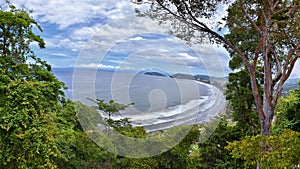 Jaco beach, ocean, city and views, Costa Rica from El Miro Ruins, mansion declared biological corridor, Summer 2022