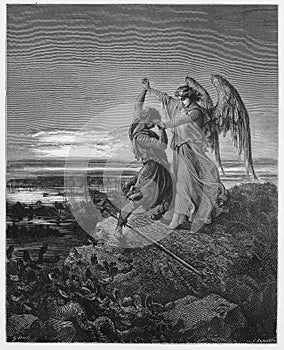 Jacob wrestles with the angel